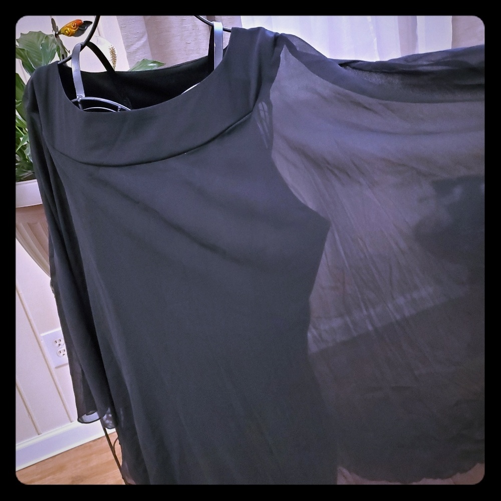 Black butterfly body con dress.